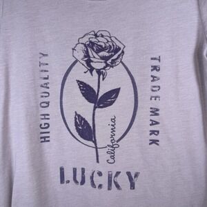 Lucky Brand Size Small Rose Graphic Short Sleeve T-Shirt Tee Top Purple Lilac